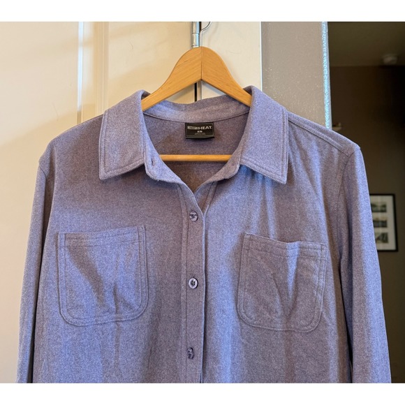 Women's NWOT Light Purple 32 Degrees Heat Warm Soft Flannel Button Down Shirt L - Picture 2 of 9